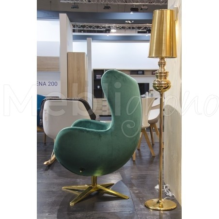 Fotel glamour w stylu Egg szeroki gold velvet welur